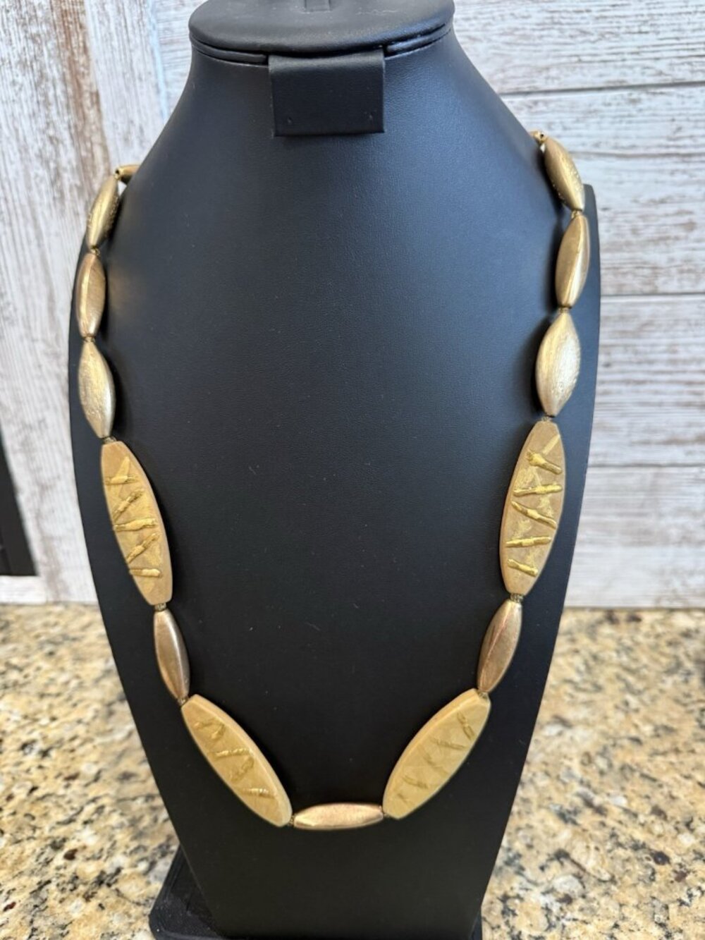 Chico’s Necklace Large Bohemian Gold Tone Beads 40” Vintage